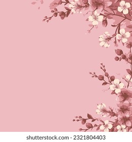 Fondo rosa pastel con flores de flor 
