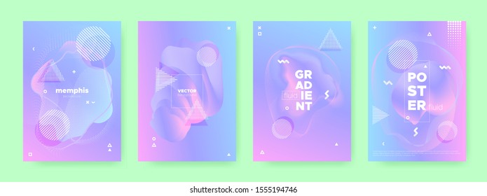 Pink Pastel Banner. Purple Holographic Background. Magic Memphis Elements. Blue Liquid Shapes. Fluid Poster. Neon Holographic Gradient. Neon Memphis Illustration. Wave Shapes. Pastel Brochure.