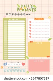 pink pastel daily planner design with water tracker for stationery template