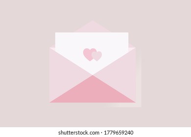 A pink pastel envelope is a card with a heart