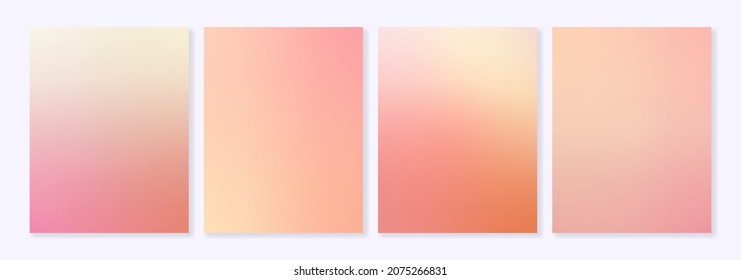 Pink pastel grainy gradient background set with soft warm texture. Great for covers, wallpapers, branding, business cards and social media. Vector for web and print.