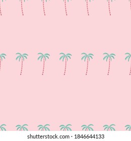 Pink Pastel Palm tree pattern seamless in simple style vector illustration.