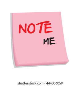 Pink Pastel papers note on white wall, options note , steps note, Vector illustration.