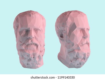 Pink Pastel Socrates Head Vector 3D Rendering