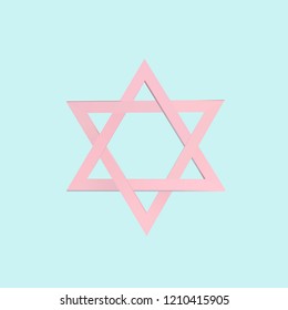 Pink Pastel Star of David. Vector 3D Symbol of Israel