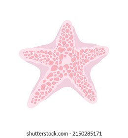 Pink pastel starfish flat illustration. Vector isolated on white background.