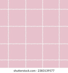 Pink pastel tablecloth gingham Vector Pattern. Hand drawn doodle checker background. Cottagecore Garden design. Homestead Farmhouse Summer Graphic Background