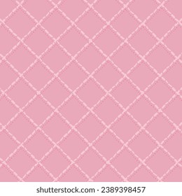 Pink pastel tablecloth gingham Vector Pattern. Hand drawn doodle checker background. Cottagecore Garden design. Homestead Farmhouse Summer Graphic Background