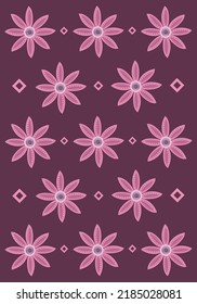 Pink pastel unique flowers flat vector wallpaper. Cute pink pastel unique flowers cartoon vector wallpaper for graphic design, illustration, and decorative element