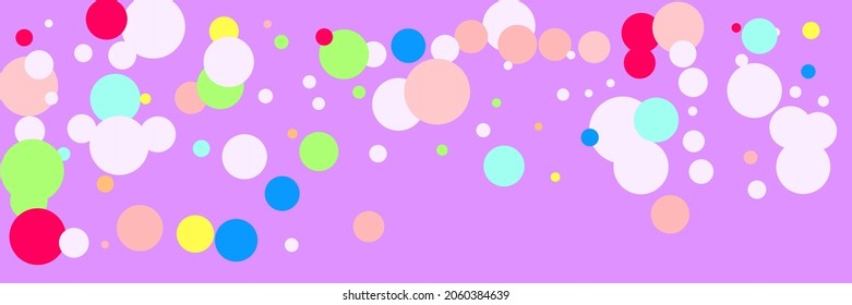 Pink Pastel Violet Dark Kids Print. Purple Color Red Green Blue Indigo Background. Multicolor Circles Play Bordo White Background. Bright Vibrant Rainbow Yellow Children Beige Textile.