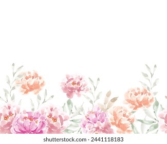 Pink and Pastel Watercolor Peony Background