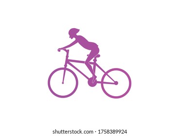 Hombre de bicicleta con patrón rosa con fondo blanco