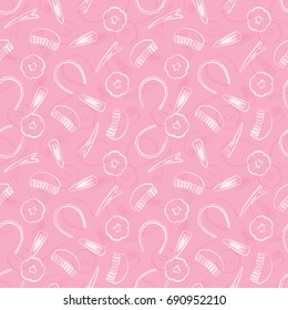 Pink pattern with hairpins. Seamless background.