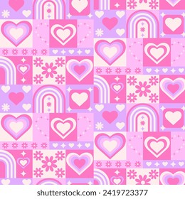 pink pattern with hearts and rectangles for Valentine's Day
