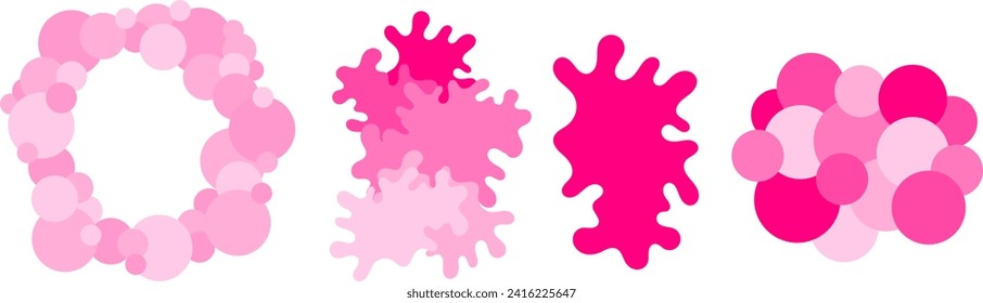 Pink pattern icon set with different shapes.