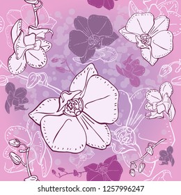 Pink pattern with orchid flowers