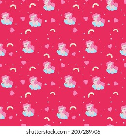 Pink pattern with a pony rainbow and hearts