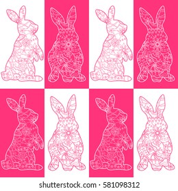 Pink pattern with rabbits