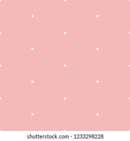 Pink pattern with small white stars. Seamless vector pattern