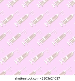 Pink pattern with vaccine syringe icon vector in vector