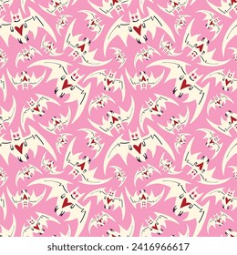 pink pattern white bats for Halloween