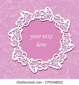 pink pattern, white round lace background and vintage texture your text here