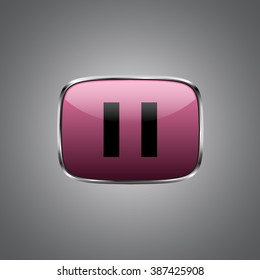 pink Pause button.  Icon Isolated  Background