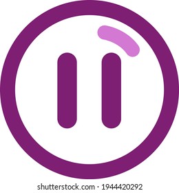 Pink pause button, illustration, vector on a white background