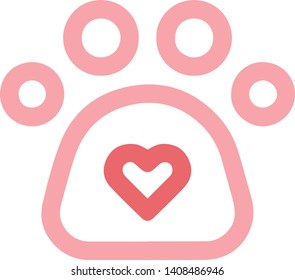 Pink paw icon in trendy flat style isolated on white background