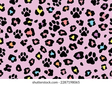 pink paw leopard hand drawn design