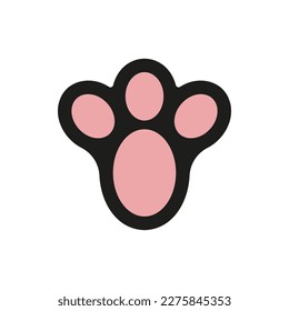 Pink paw print. The pink paw of the animal is seen from below. Vector illustration.