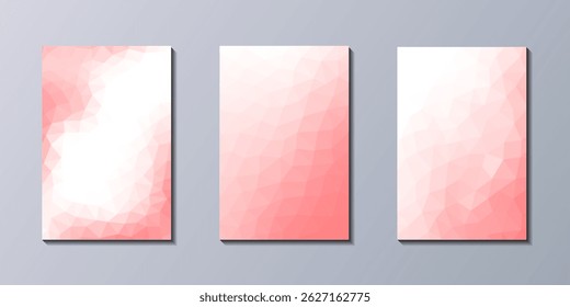 Vertical de fondo de melocotón rosa Conjunto de Vector poligonal geométrico Abstractas de bajo gradiente de polietileno