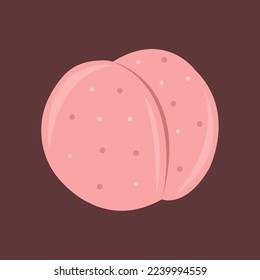 Pink peach flat vector illustration. Cute pink peach fruit cartoon vector illustration for graphic design and decorative element