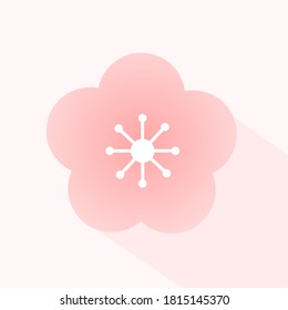 Pink peach flower icon sign vector illustration.