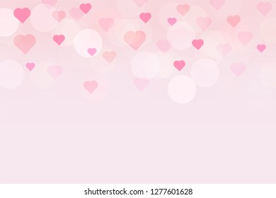 Pink peach gradation background, heart love shape bokeh