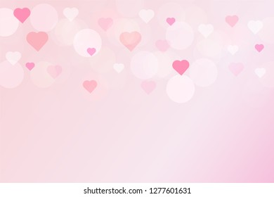 Pink peach gradation background, heart love shape bokeh