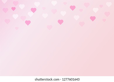 Pink peach gradation background, heart love shape bokeh