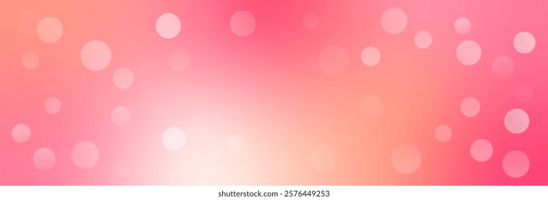 Pink And Peach Gradient Background With Bokeh Light Effect. Abstract Valentine Banner. Wallpaper. Vector Illustration