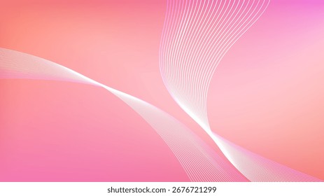 Fundo abstrato de malha de gradiente rosa e pêssego com linhas misturadas onduladas agradável para papel de parede ou banner