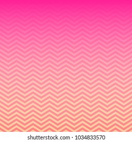 Pink Peach Ombre Chevron Vector Pattern. Gradient Fade Texture. Tropical Sunset Colored Background. Zigzag Stripes Blending into Solid Color. Horizontally Seamless Pattern Tile Swatch Included.