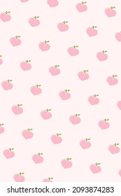 Pink peach pattern. Fresh fruit background. Vector illustration