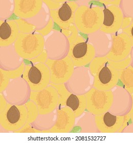 patrón transparente de melocotón rosa. fondo de fruta fresca. Fondo interminable de albaricoque, textura. Fondo de frutas