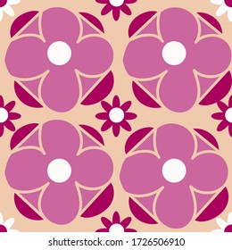 Flores de vectores rosa y rosa, patrón de repetición sin soldadura, papel de envolvimiento, tejido, patrón de niños