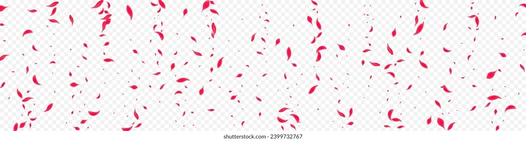 Pink Peach Vector Transparent Panoramic Background. Japanese Flower Wallpaper. Delicate Sakura Fly Texture. Beautiful Summer Lotus Illustration.