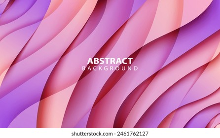 Pink and peach waves paper cut background design. Paper cut shapes composition. Blue background for flyer, brochure, banner, web, poster, background, social media. Eps10 vector.