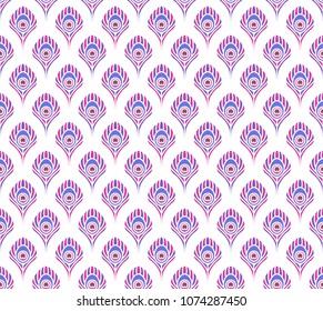 Pink peacock feather seamless pattern background.