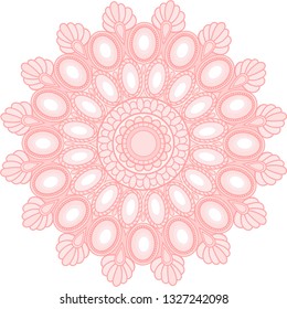 pink peacock gems vector mandala decoration for web design, festivals,posters,printing,holidays,coffee shops menu,donuts packaging 
