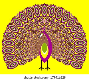 Pink peacock (optical illusion of movement)