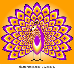 Pink peacock with a yellow tail (motion illusion)
