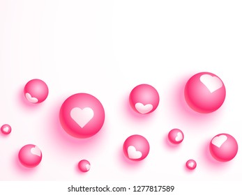 Pink pearl with heart shape illustration on white background for valentine's day poster or banner design.